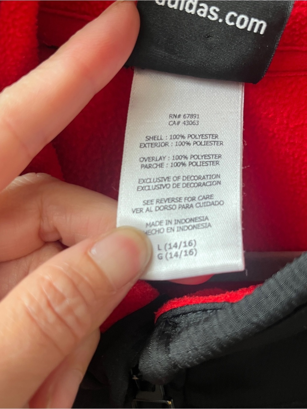 Adidas Boys Black & Red Full-Zip Fleece Tricot Track Jacket 14 - Picture 4 of 8